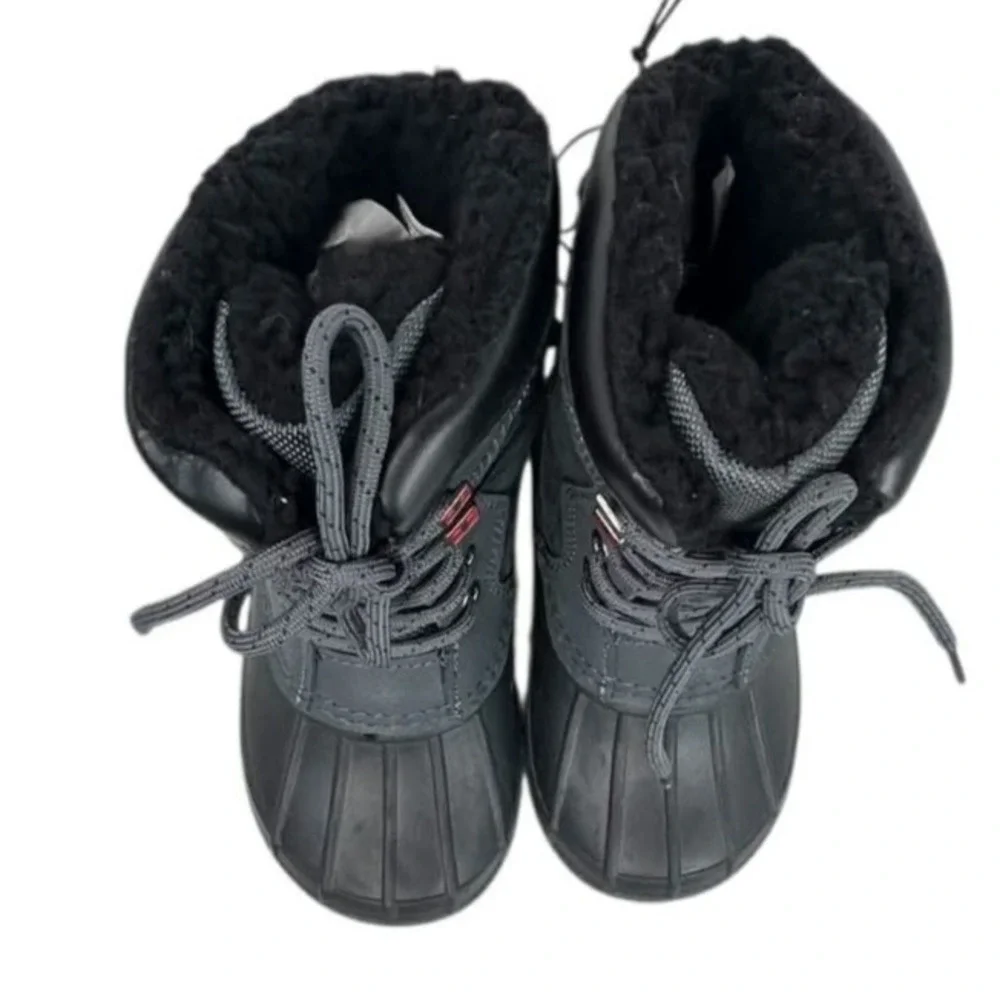 Swiss Tech 7 Black Grey Waterproof Suede Winter Snow Boots Insulated Kids NWT‎